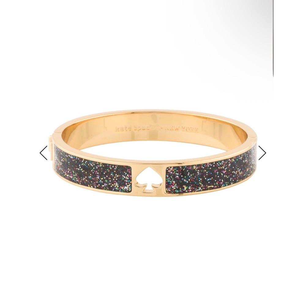 Kate Spade Bangle OS Gold Multi Glitter Hole Punch Spade Hinge Bracelet